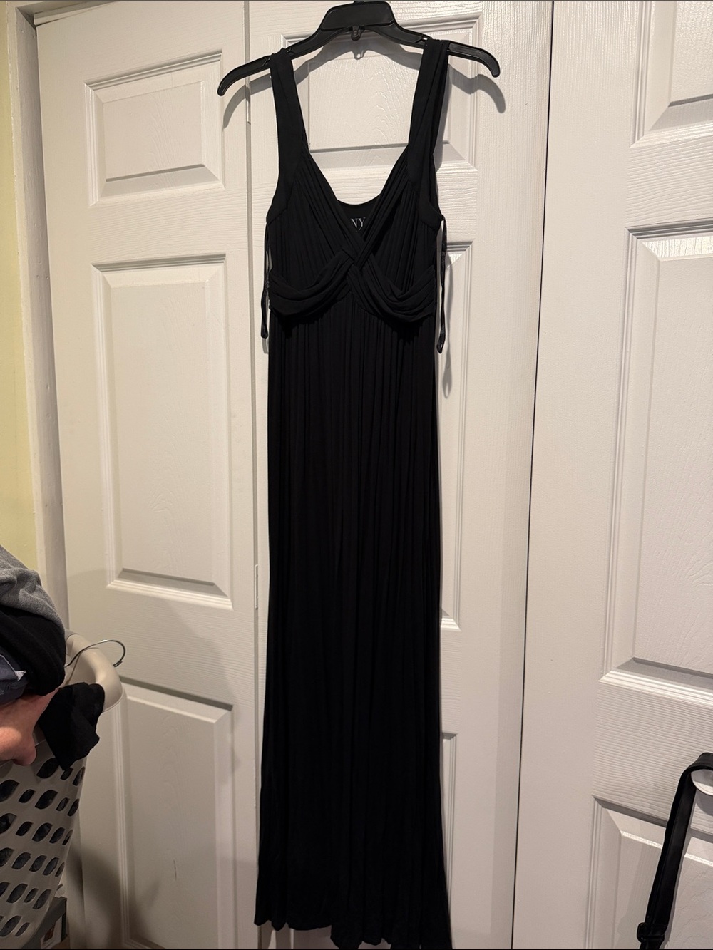 New York & Company Black Sleeveless Maxi Dress with Twist Bodice